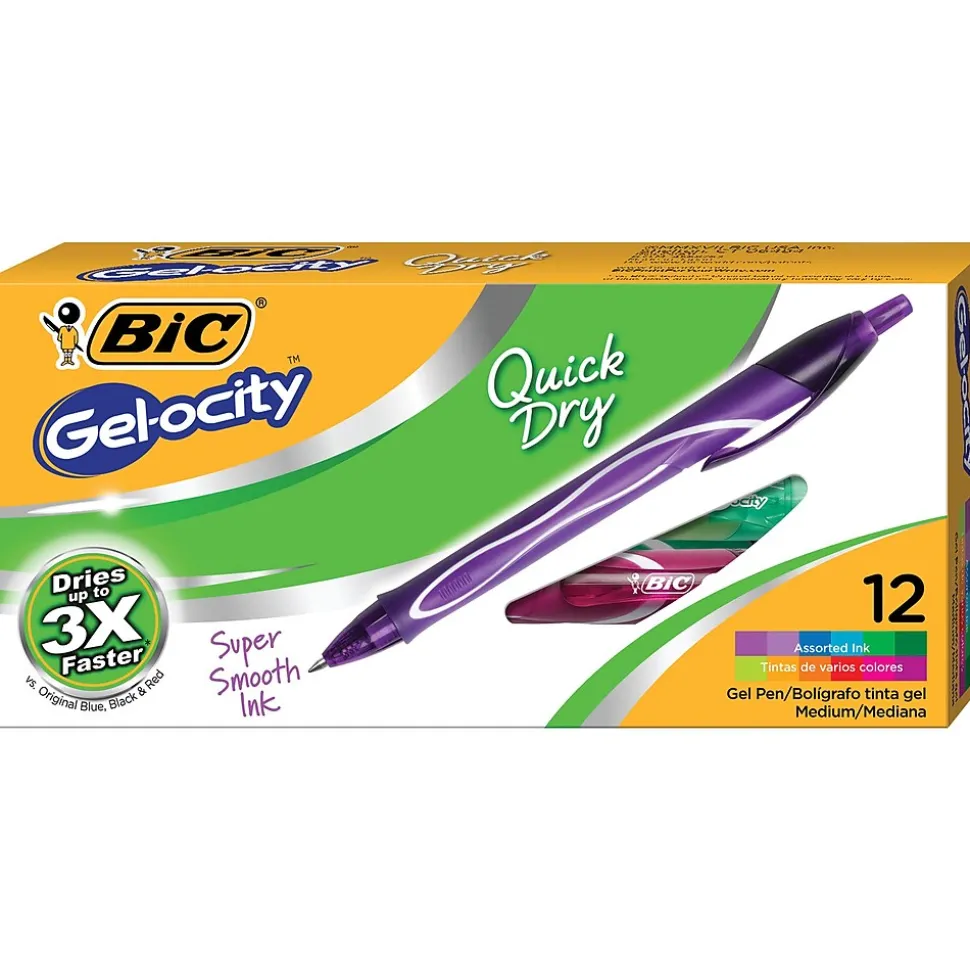 BIC Gel-ocity Quick Dry Retractable Gel Pens, Assorted Fashion Colors, 12/Pack (BICRGLCGA11)
