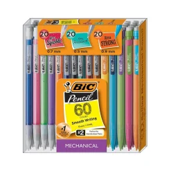 BIC Mechanical Pencils, Assorted Sizes, #2 Lead, 60/Pack (WX7TG026-BLK)