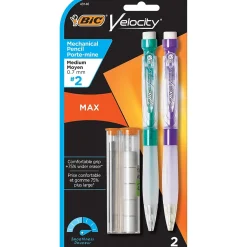 BIC Velocity Max Mechanical Pencil, 0.7mm, #2 Hard Lead, 2/Pack (MPMX7P21-BLK)
