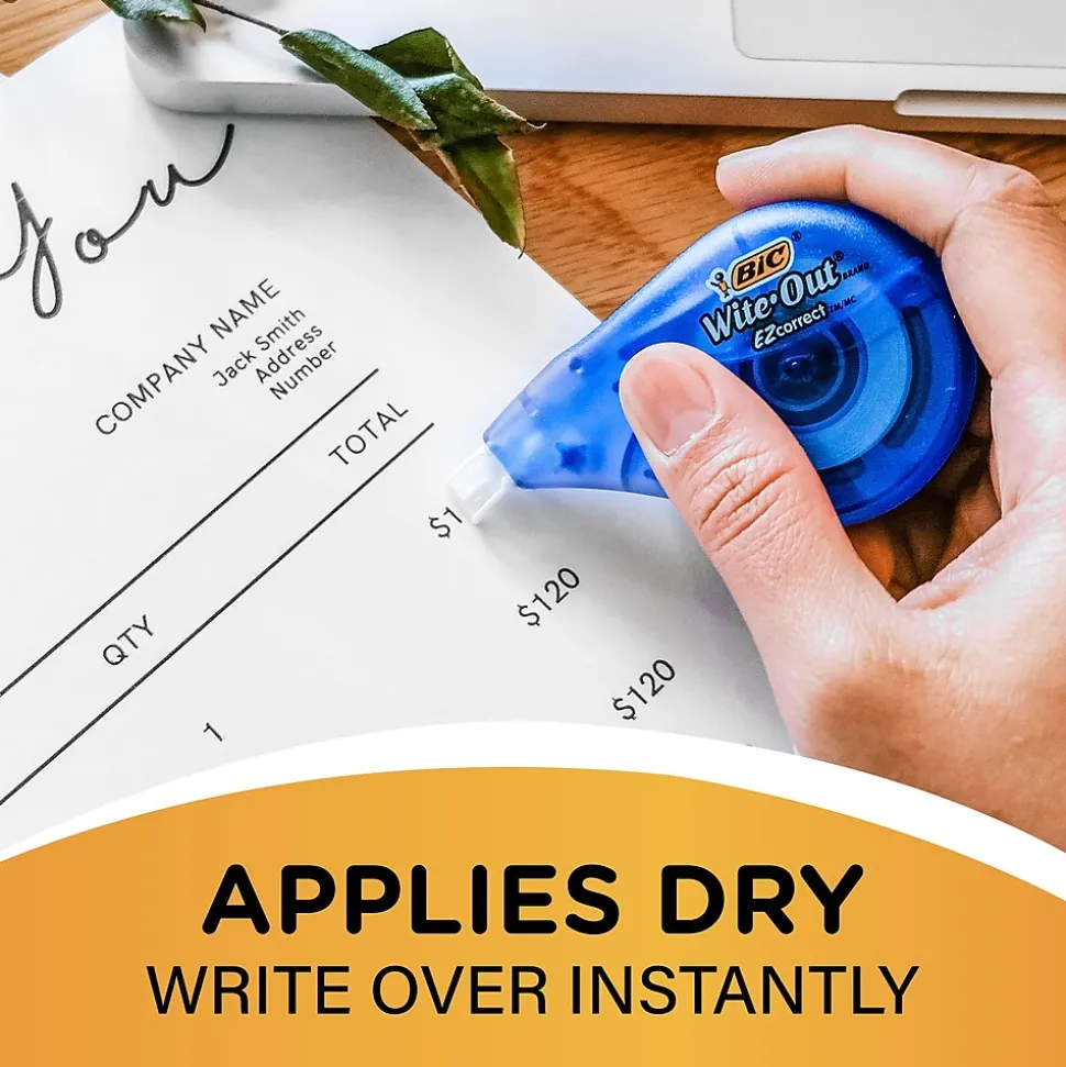 BIC Wite-Out Correction Tape, White, 4/Pack (50589)