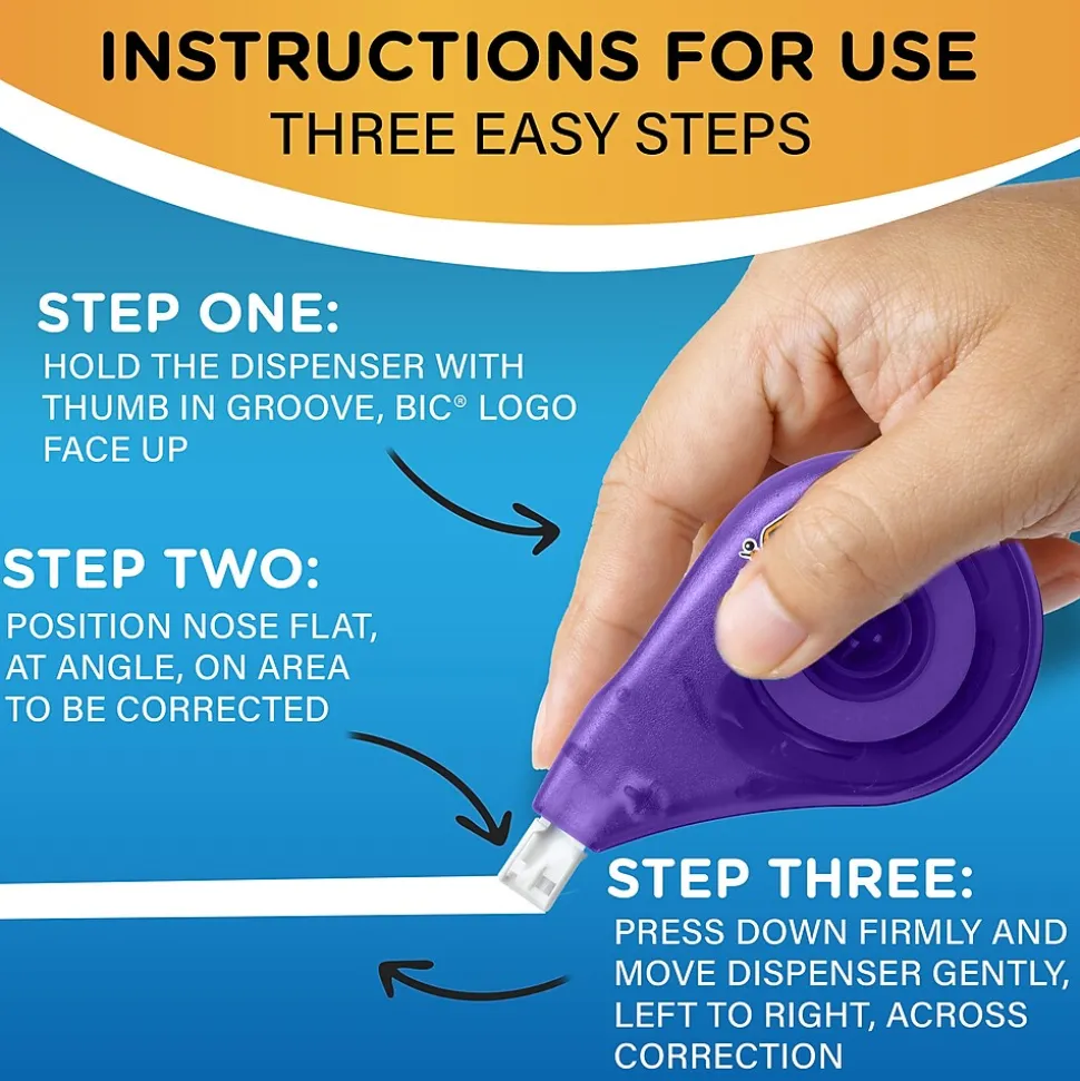 BIC Wite-Out Correction Tape, White, 4/Pack (50589)