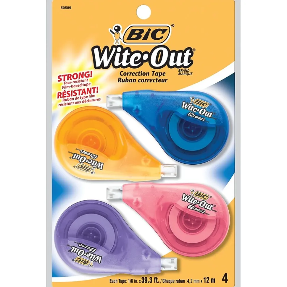 BIC Wite-Out EZ Correct Correction Tape, White, 18/Pack, 4 Packs/Carton (50589-CT)