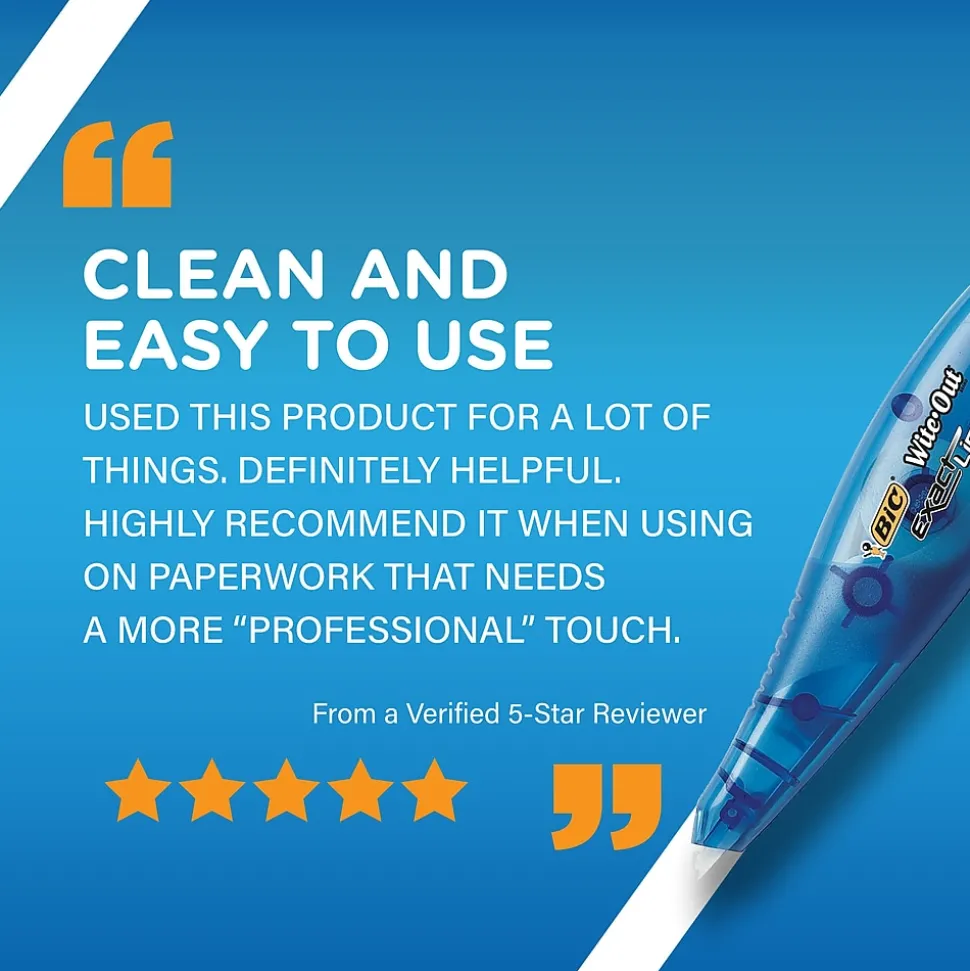 BIC Wite-Out EZ Correct Correction Tape, White, 18/Pack (WOTAP18-WHI)