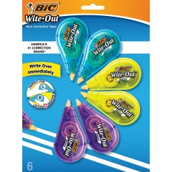 BIC Wite-Out Mini Correction Tape, White, 6/Pack (WOTMP61-WHI)