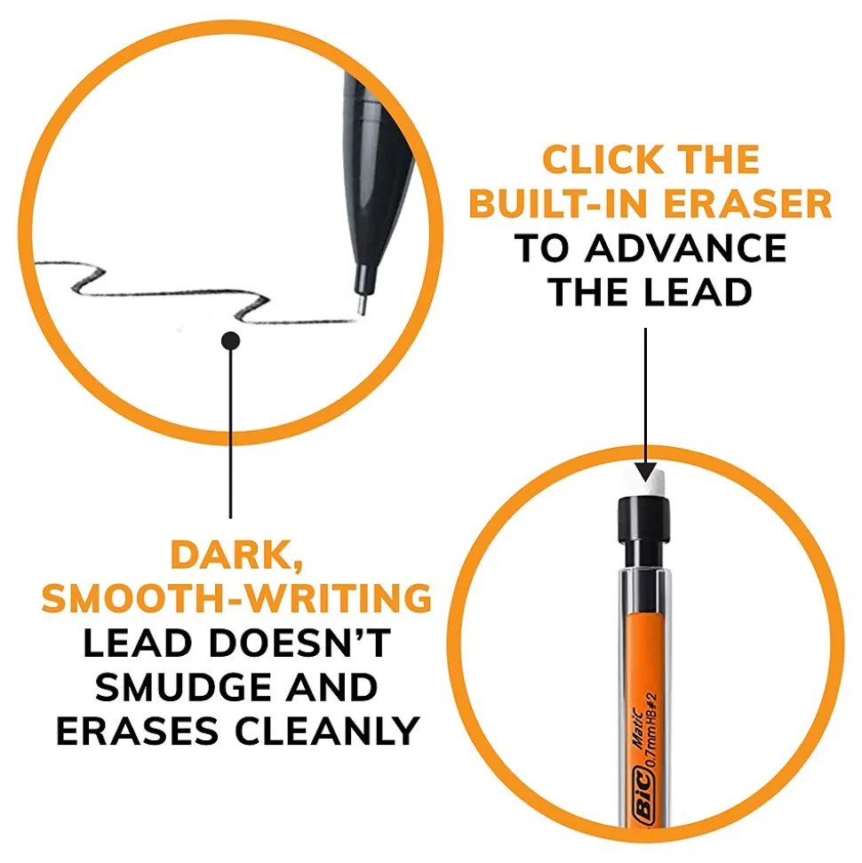 BIC Xtra Smooth Mechanical Pencils, 0.7mm, #2 Medium Lead, Dozen (90085/MP11)