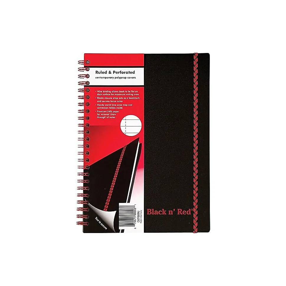 Black N' Red 1-Subject Professional Notebooks, 5.875" x 8.25", Wide Ruled, 70 Sheets, Black (JDK-C67009)