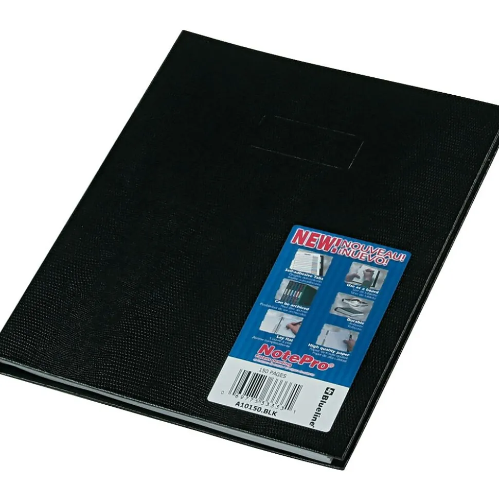 Blueline NotePro 1-Subject Professional Notebooks, 8" x 11", Wide Ruled, 75 Sheets, Black (REDA10150BLK)