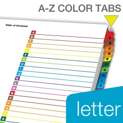 Cardinal OneStep Printable Table of Contents and Dividers, A-Z - 26-Tab, Multicolor, 1/St
