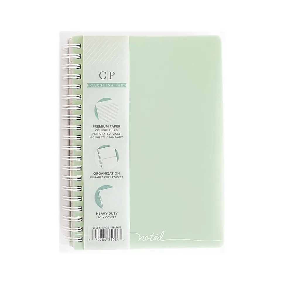 Carolina Pad Noted Executive Professional Notebook, 5.25" x 7", College-Ruled, 100 Sheets, Assorted Colors (35083)