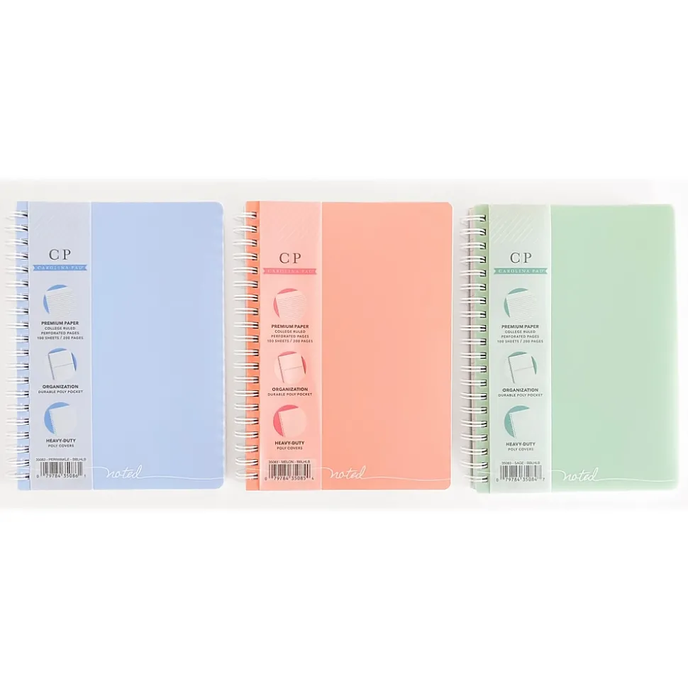 Carolina Pad Noted Executive Professional Notebook, 5.25" x 7", College-Ruled, 100 Sheets, Assorted Colors (35083)