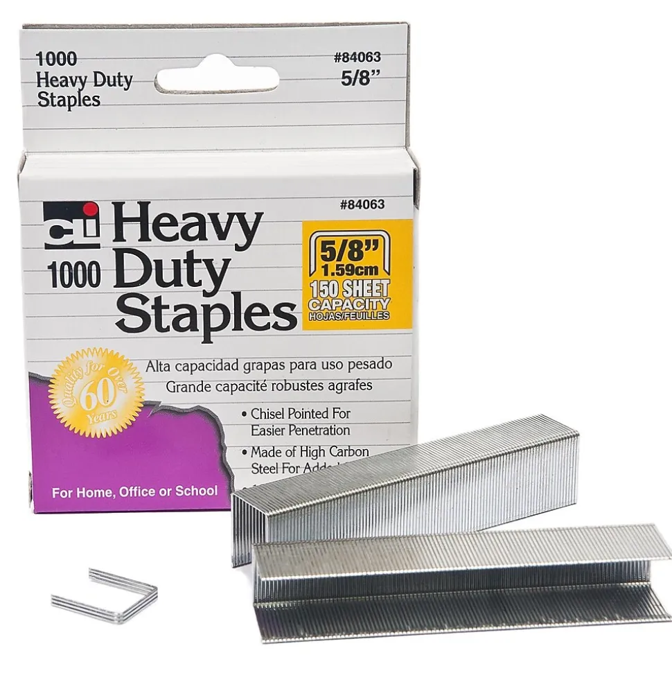 Charles Leonard Extra Heavy Duty Staples, 5/8 inch, Silver, 10 packs (CHL84063)