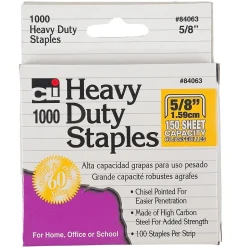 Charles Leonard Extra Heavy Duty Staples, 5/8 inch, Silver, 10 packs (CHL84063)
