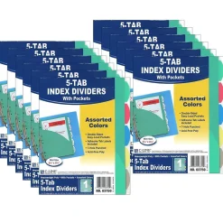 C-Line Mini Size 5-Tab Poly Index Dividers, 5 Tabs, Assorted Colors, 5/Pack, 12 Packs (CLI03750-12)