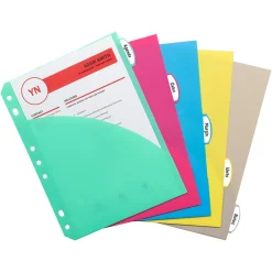 C-Line Mini Size 5-Tab Poly Index Dividers, 5 Tabs, Assorted Colors, 5/Pack, 12 Packs (CLI03750-12)