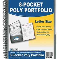 C-Line 8-Pocket Poly Portfolio, Letter Size, Smoke (CLI33081)