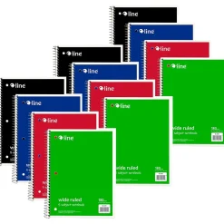 C-Line 5-Subject Subject Notebooks, Wide Ruled, 180 Sheets, Assorted Colors, 3/Bundle (CLI22051-3)