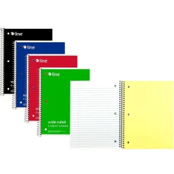 C-Line 5-Subject Subject Notebooks, Wide Ruled, 180 Sheets, Assorted Colors, 3/Bundle (CLI22051-3)