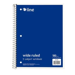 C-Line 5-Subject Subject Notebooks, Wide Ruled, 180 Sheets, Assorted Colors, 3/Bundle (CLI22051-3)