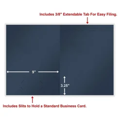 ComplyRight 1-Pocket Tax Presentation Folder, Navy Blue, 50/Pack (PNBF8)