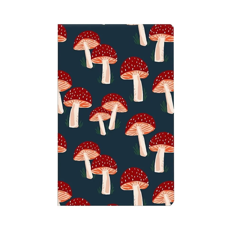 Denik Navy Mushrooms Journal, 5.25" x 8.25", College Ruled, Multicolor, 144 Pages (LFC1138L)
