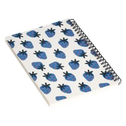 DENY Designs Blue Strawberries by Alisa Galitsyna Professional Notebooks, 5.5" x 8.25", Dotted, 40 Sheets, White (74753-NOBS01)