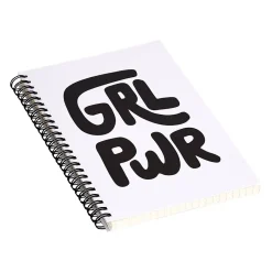 DENY Designs Grl Pwr Black and White by Phirst Professional Notebooks, 5.5" x 8.25", Dotted, 40 Sheets, White (71265-NOBS01)