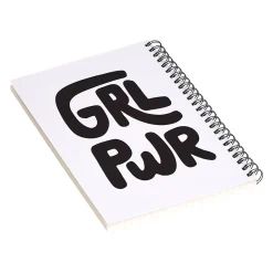 DENY Designs Grl Pwr Black and White by Phirst Professional Notebooks, 5.5" x 8.25", Dotted, 40 Sheets, White (71265-NOBS01)