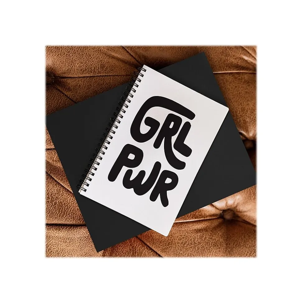 DENY Designs Grl Pwr Black and White by Phirst Professional Notebooks, 5.5" x 8.25", Dotted, 40 Sheets, White (71265-NOBS01)