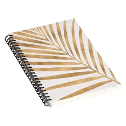 DENY Designs Metallic Gold Palm Leaf by Modern Tropical Notebook, 5.5" x 8.25", Dotted, 40 Sheets, White/Gold