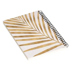 DENY Designs Metallic Gold Palm Leaf by Modern Tropical Notebook, 5.5" x 8.25", Dotted, 40 Sheets, White/Gold