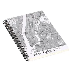 DENY Designs New York City White Map by Multiplicity Notebook, 5.5" x 8.25", Dotted, 40 Sheets, Cream (69105-nobs01)