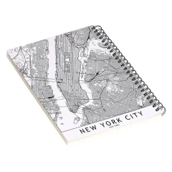 DENY Designs New York City White Map by Multiplicity Notebook, 5.5" x 8.25", Dotted, 40 Sheets, Cream (69105-nobs01)