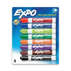 Expo Dry Erase Markers, Chisel Tip, Assorted, 8/Pack (80678)