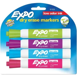 Expo Dry Erase Markers, Chisel Tip, Assorted, 4/Pack (81029)