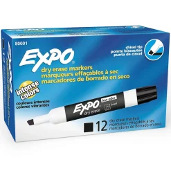 Expo Low Odor Tank Dry Erase Marker, Chisel Tip, Black, 12/Pack (80001)