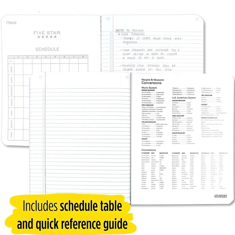 Five Star Composition Notebooks, 7.5" x 9.7", College Ruled, 100 Sheets, Each (9120)