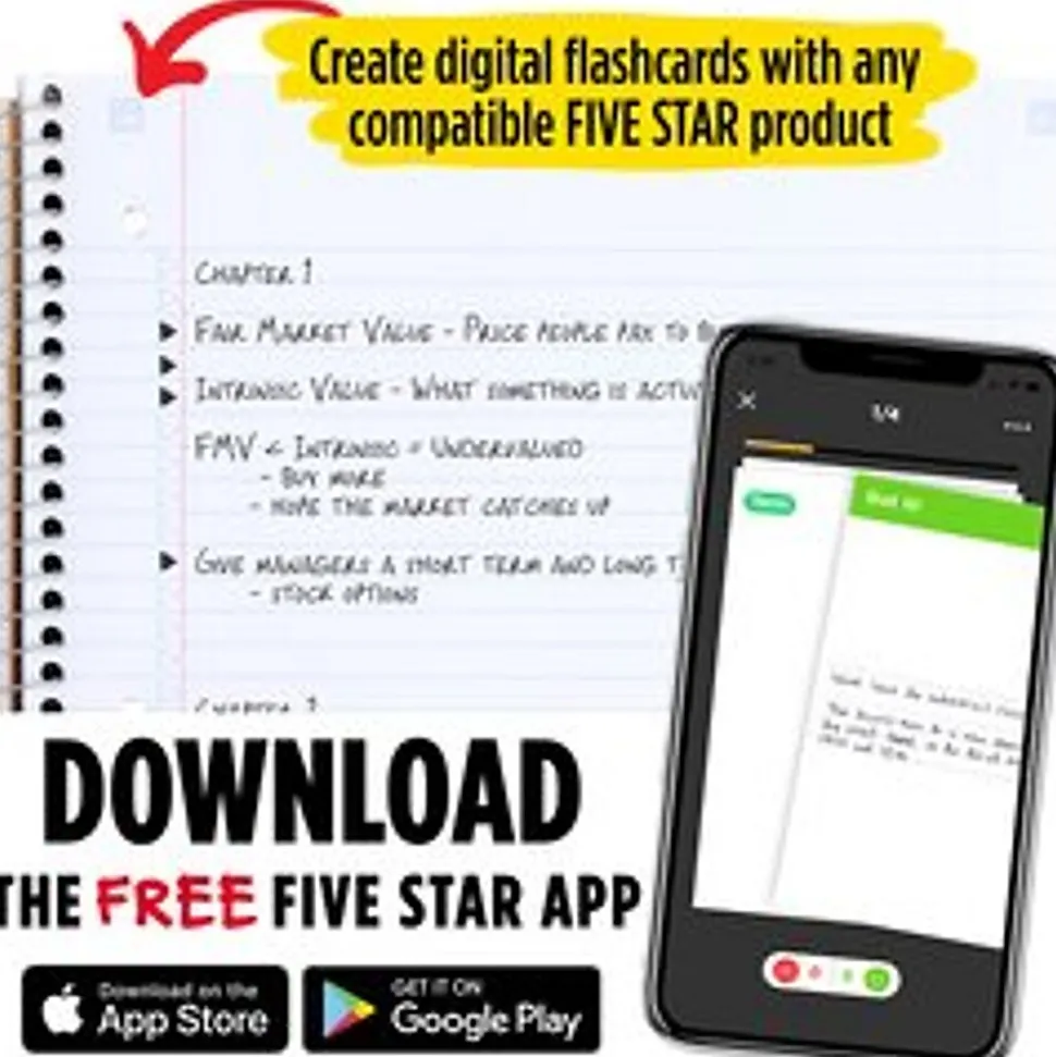 Five Star 1-Subject Notebooks, 8.5" x 11", College Ruled, 100 Sheets (06206/08076)