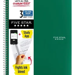 Five Star 3-Subject Notebooks, 8.5" x 11", College Ruled, 150 Sheets (06050/06210)