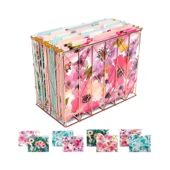 Global Printed Products Deluxe Designer Floral Hanging File Folder Kit, 1/3-Cut Tab, Letter Size, Assorted Colors