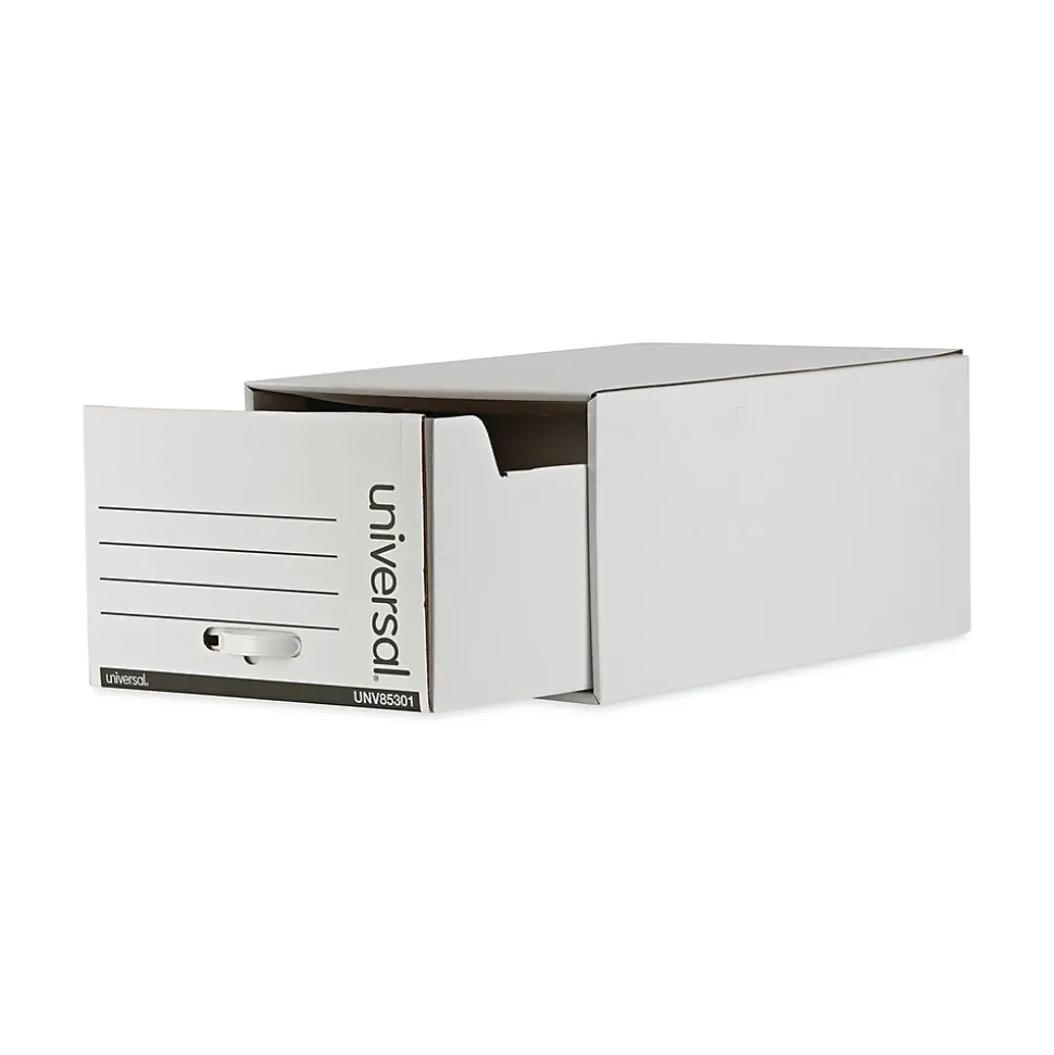 Heavy-Duty Storage Box Drawer, Legal Size, White, 6/Carton (UNV85301)