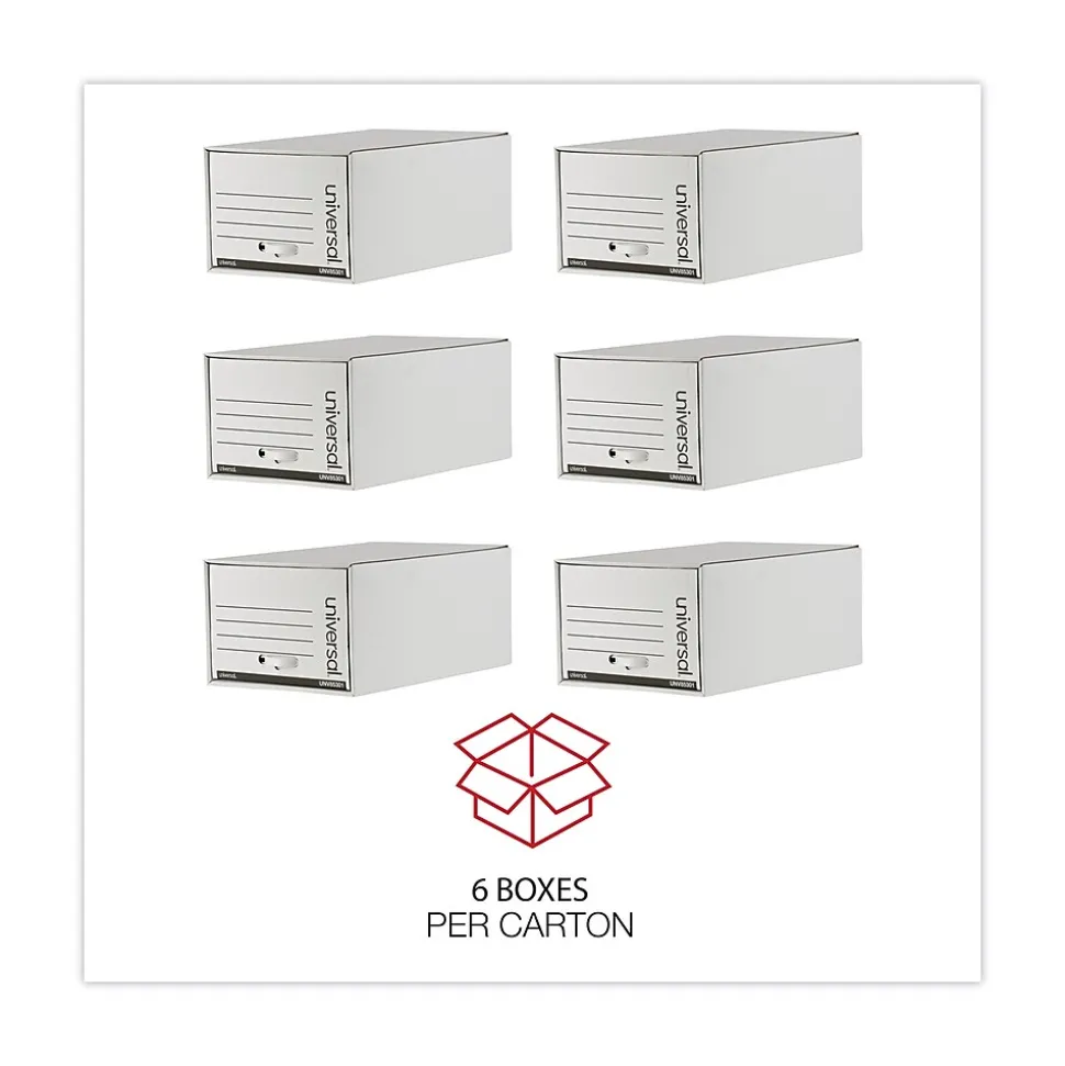Heavy-Duty Storage Box Drawer, Legal Size, White, 6/Carton (UNV85301)