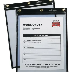 Heavy-Duty Super Heavyweight Plus Shop Ticket Holders, 12" x 9", Black, 15/Bx (CLI50912)