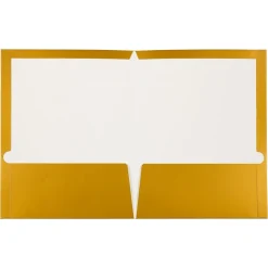 JAM Paper Glossy 3-Hole Punched 2 Pocket Cardstock Presentation Folder, Gold, 100/Box (385GGOB)