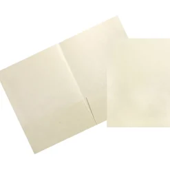 JAM Paper Handmade Two-Pocket Recycled Presentation Folders, Ivory Metallic, 100/Box (05964488B)