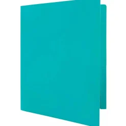 JAM Paper Heavy Duty 2-Pocket Folder, Teal Blue, 6/Pack (383hted)