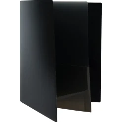 JAM Paper Heavy Duty 4-Pocket Plastic Folders, Black, 2/Pack (389MP4bl)