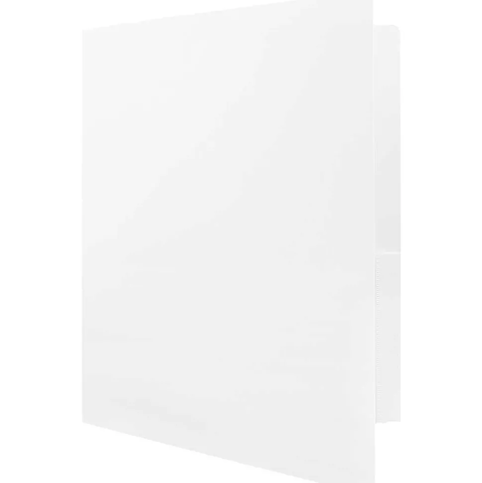 JAM Paper Heavy Duty Two-Pocket Plastic Folders, White, 6/Pack (383HWHD)