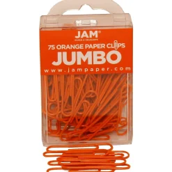 JAM Paper Jumbo Paper Clips, 2" Capacity, Orange, 75 Clips/Pack, 2/Pack (42186871a)