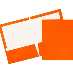 JAM Paper Laminated 2-Pocket Glossy Presentation Folders, Orange, 25/Pack (385GORD)