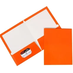 JAM Paper Laminated 2-Pocket Glossy Presentation Folders, Orange, 25/Pack (385GORD)